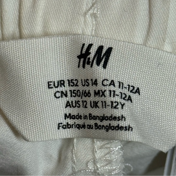 H&M Parachute Cargo Pants Size Youth 14 off White Baggy Leg Drawstring - Picture 3 of 8